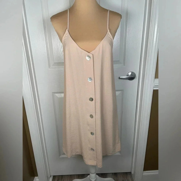 💜 Entro Summer Spaghetti Strap Button Down V Neck Sleeveless Casual Mini Dress - Picture 6 of 9